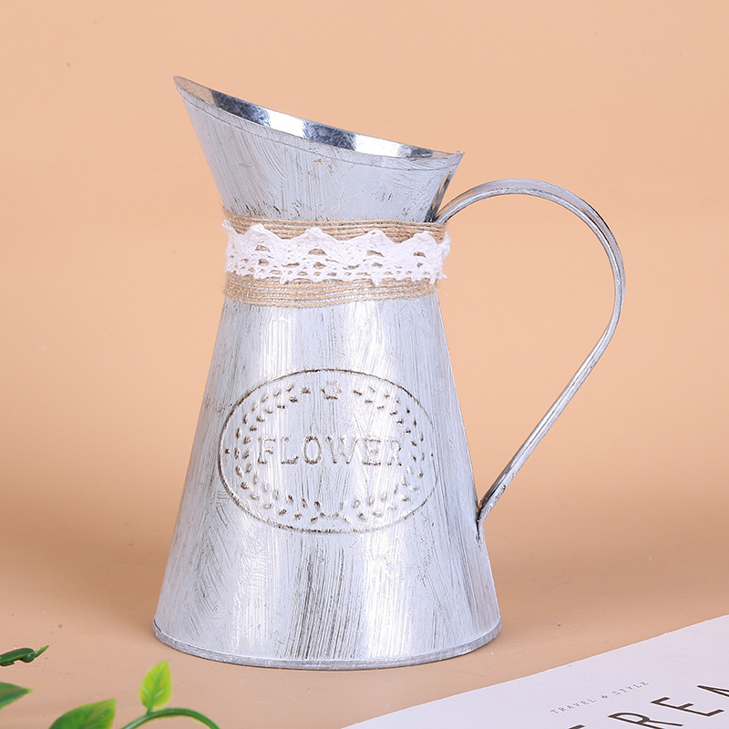 Pilea Peperomioides - Vintage Tin Bucket Fashionable Iron Flower