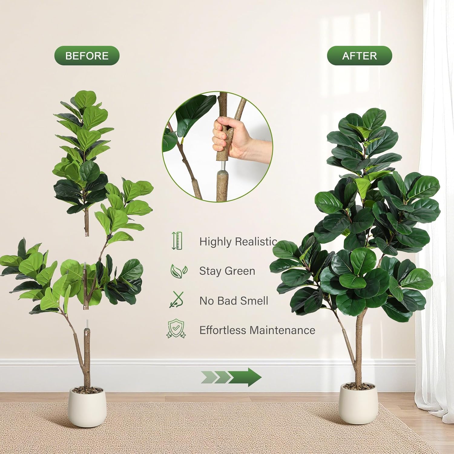4-7 FT Fiddle Leaf Fig Tree Ar - Ficus Lyrata Tree recensie en prijs