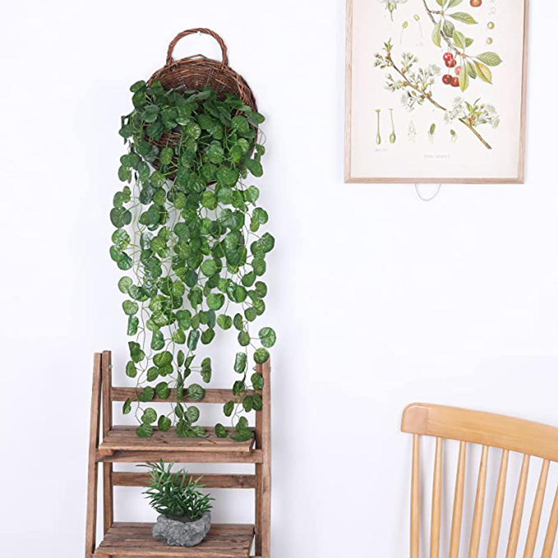 Artificial Basket Rattan Hangi - Pilea Peperomioides recensie en prijs