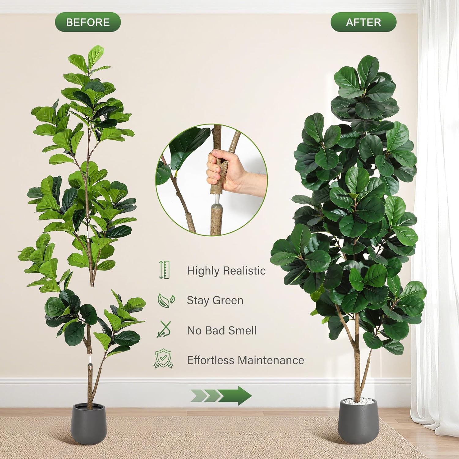 4FT/5FT/6FT/7FT Fiddle Leaf Fi - Ficus Lyrata Tree recensie en prijs