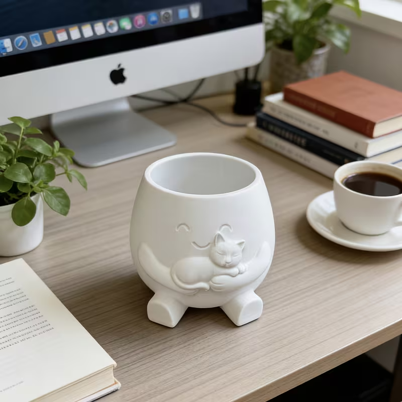 3D Printed Cat Flowerpot Decor - Echeveria Succulent recensie en prijs
