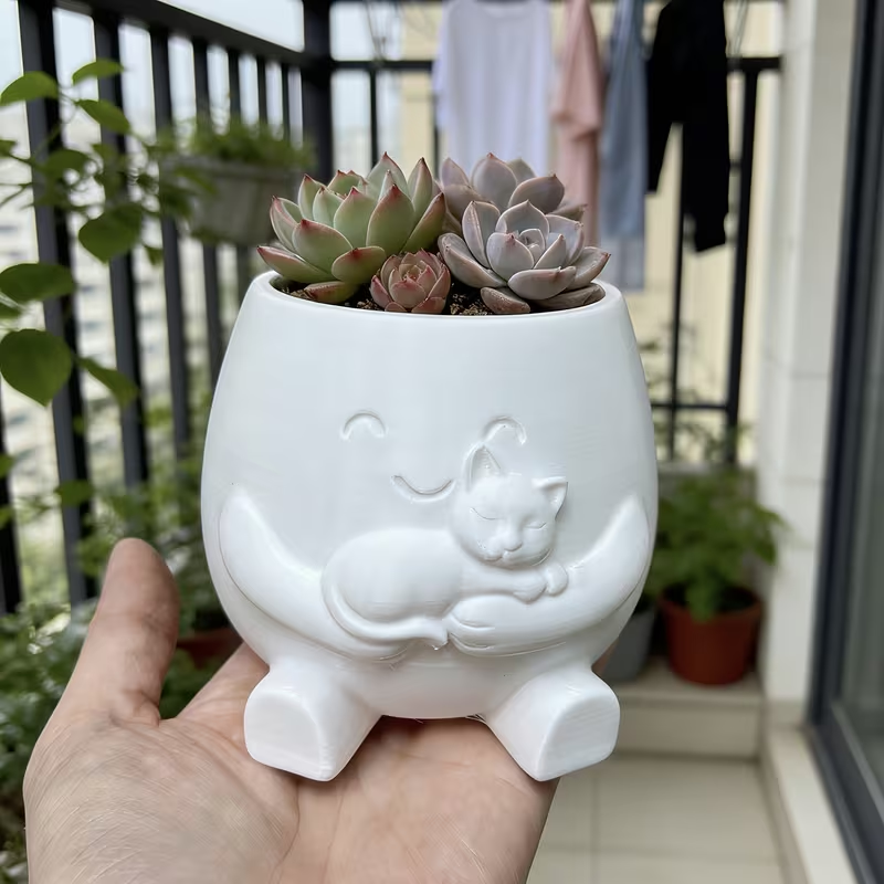 3D Printed Cat Flowerpot Decor - Echeveria Succulent recensie en prijs